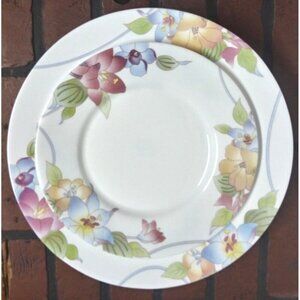 ARCOPAL Caraibes Platter & Dinner plates RARE Floral MILK GLASS white pink 12.5"